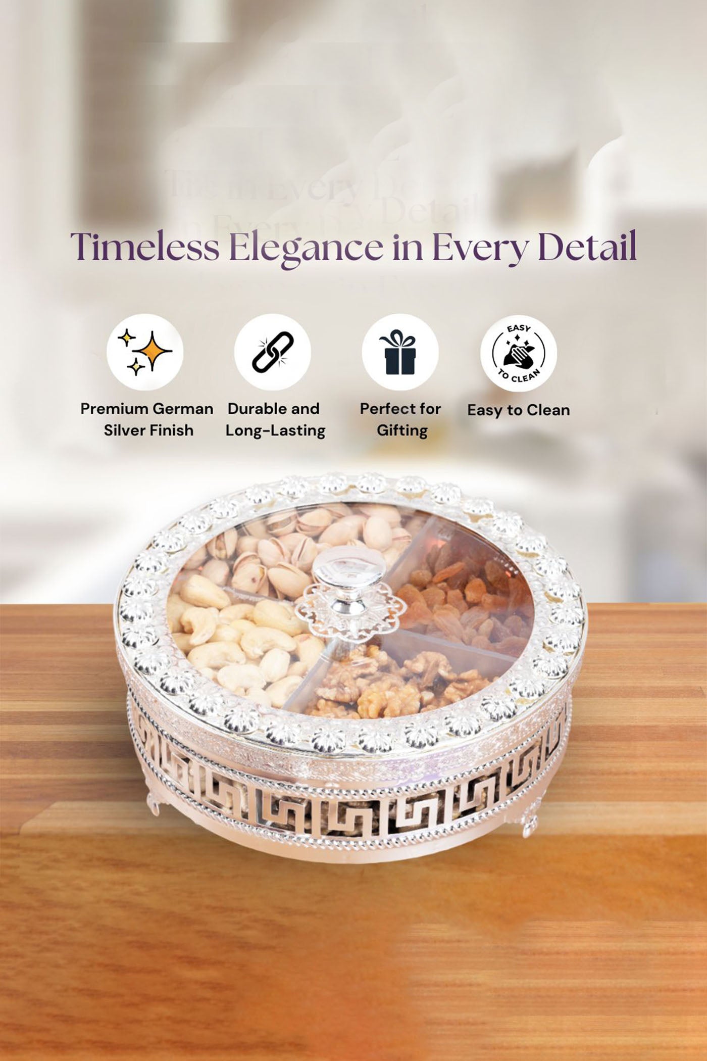 German Silver Dry Fruit Box