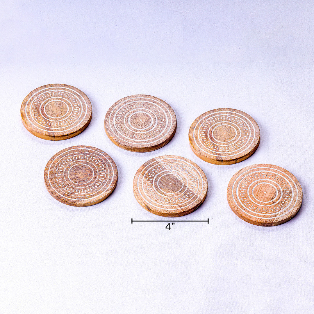 Whitewash Coaster Set of 6