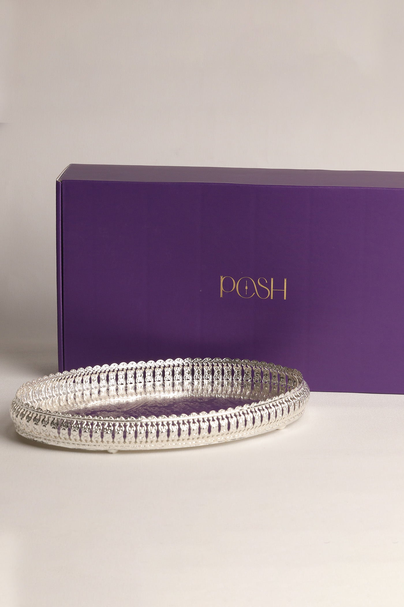 Rakhsha Bandhan Gift Hamper German Silver Oval Tray