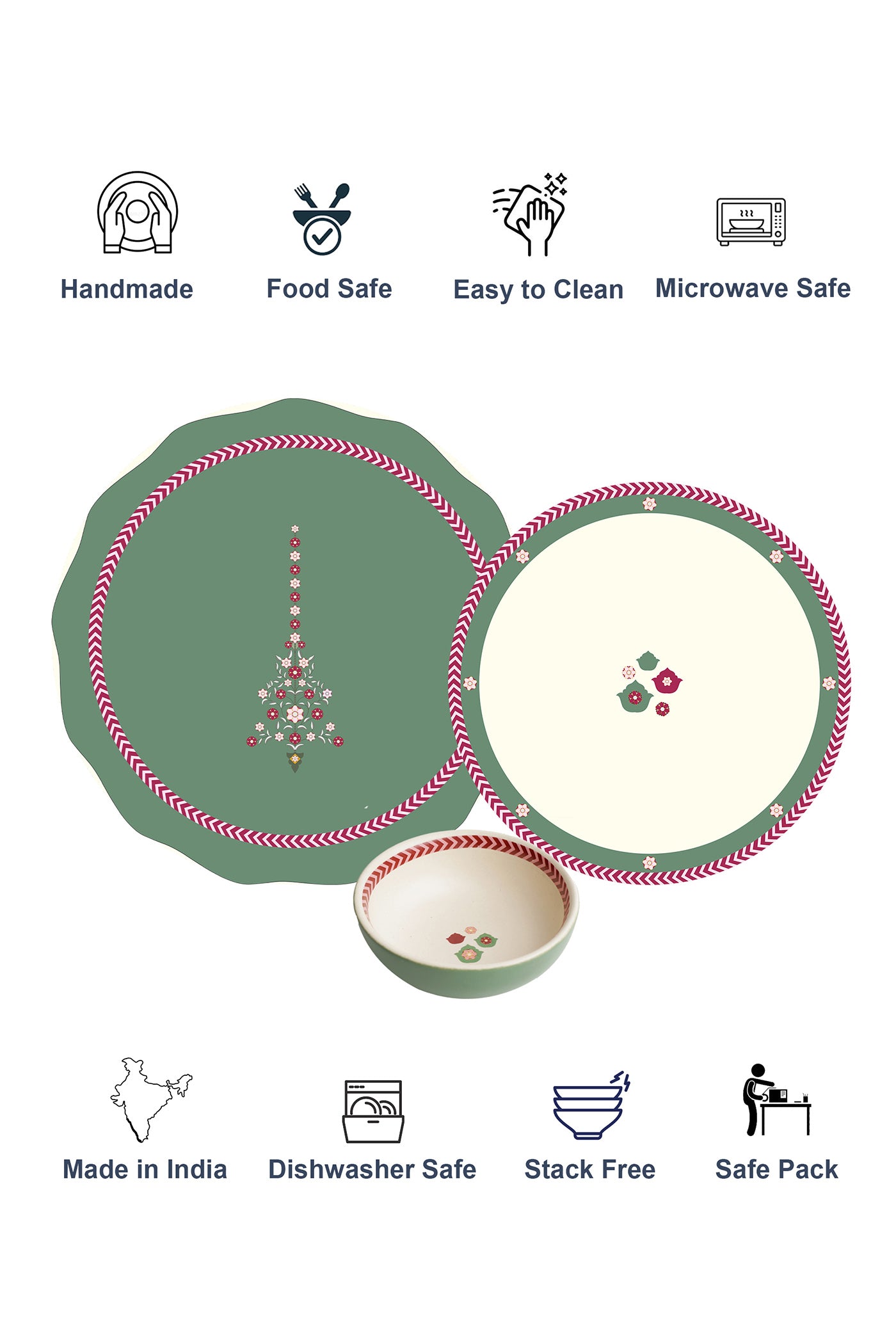 Dinner set  (12 pcs) 4 Dinner Plate 4 Quarter Plate 4 Katori