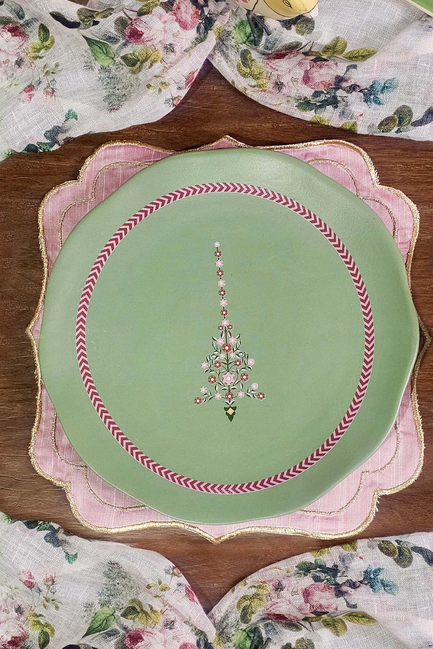 Rakhsha Bandhan Gift Hamper Mughal Garden Dinner set (12 pcs) 4 Dinner Plate 4 Quarter Plate 4 Katori