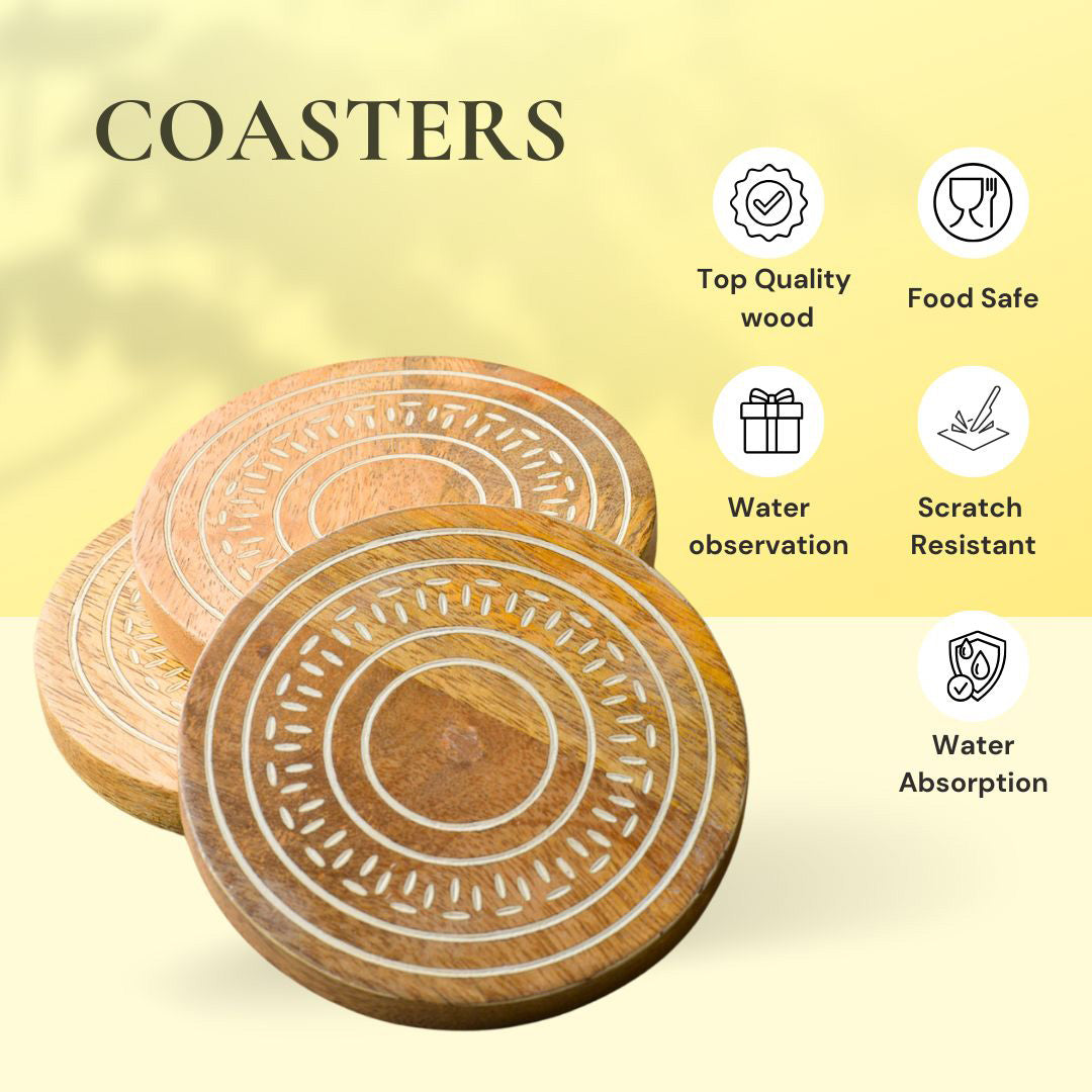 Whitewash Coaster Set of 6