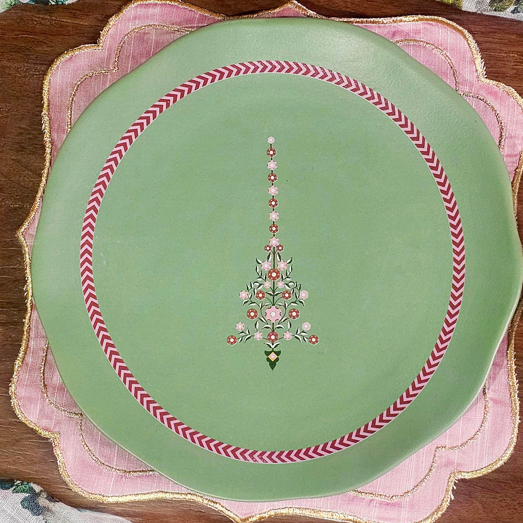Mughal Garden Dinner Set of 19 Pcs - <span class="extra-small">4 Dinner Plate 4 Quarter Plate 8 Katori 1 Oval Platter & 2 Serving Bowls<span>