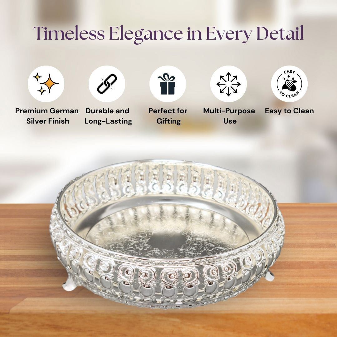 German Silver Small Round Tray