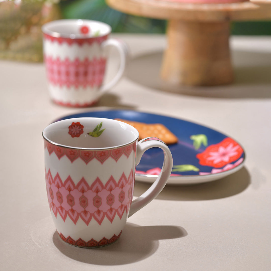 Mausam Series set of 3 (2 Pink Mugs 1 Platter)