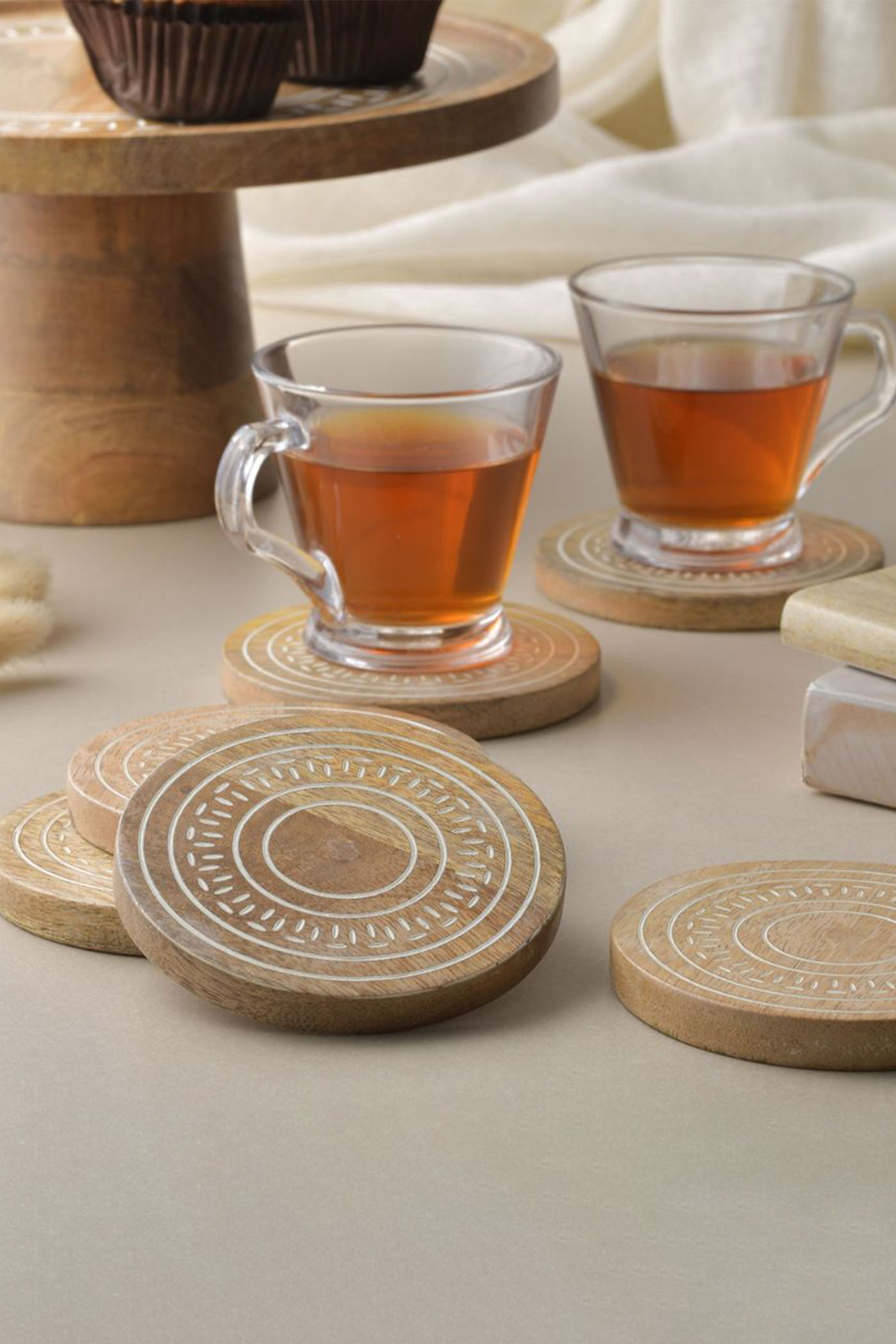 Whitewash Coaster Set of 6
