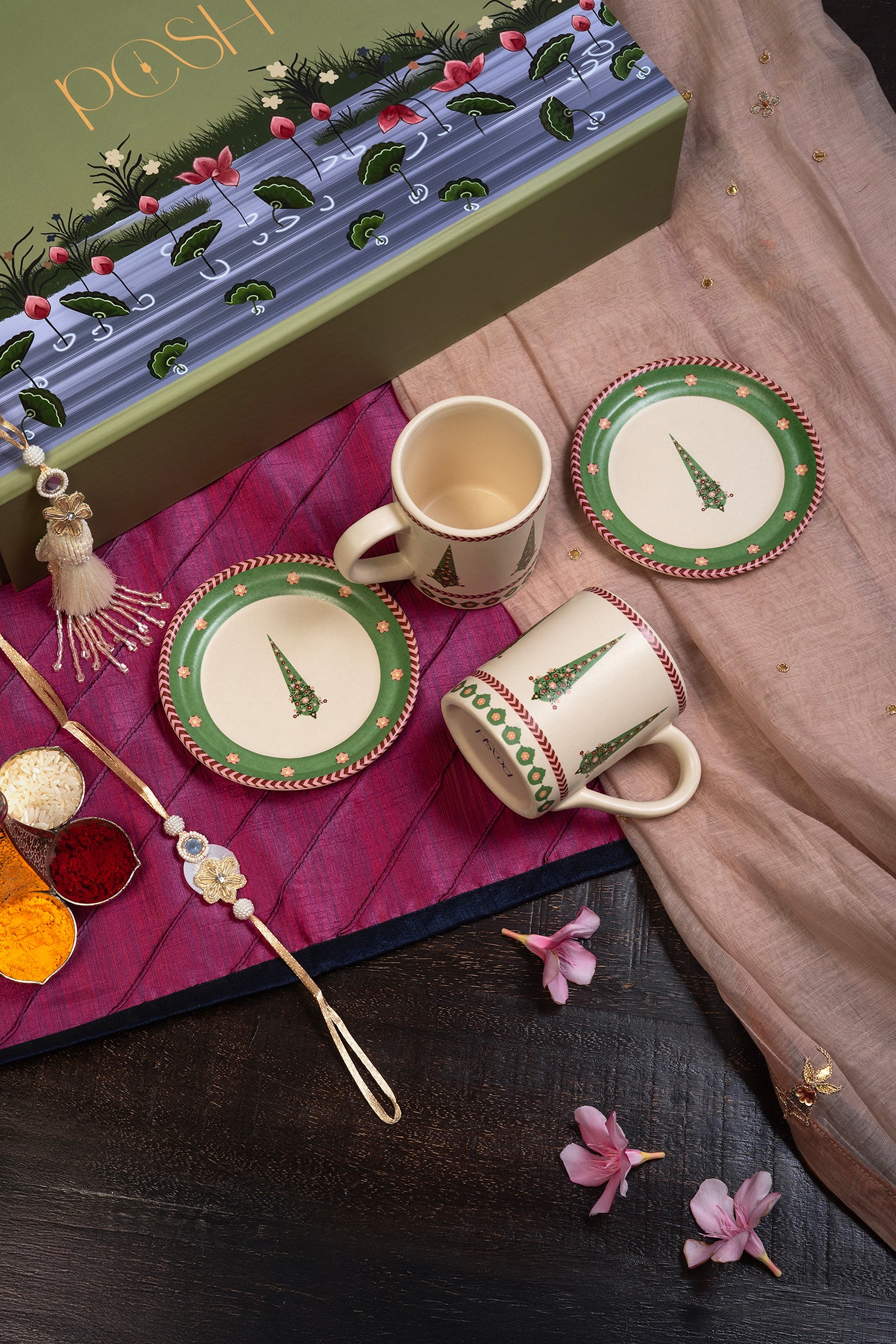 Rakhsha Bandhan Gift Hamper 2 Mugs , 2 Small Plates