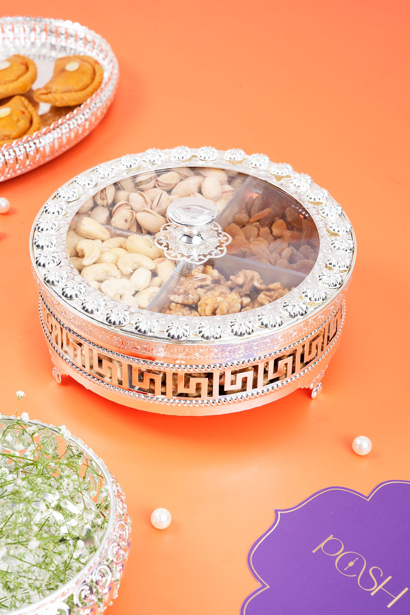 German Silver Dry Fruit Box