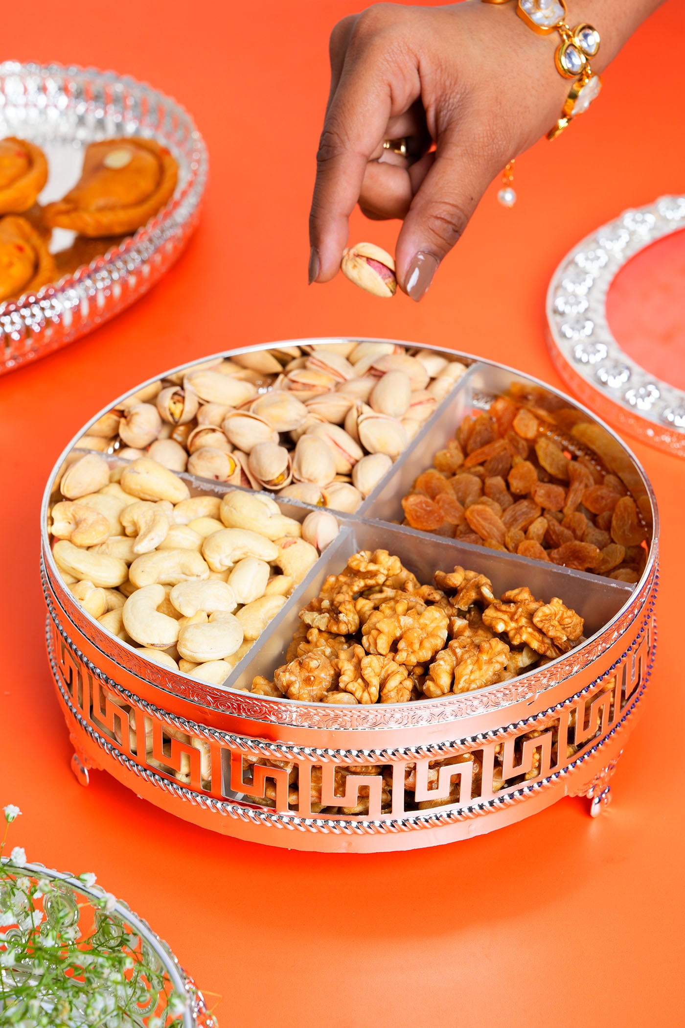 German Silver Dry Fruit Box
