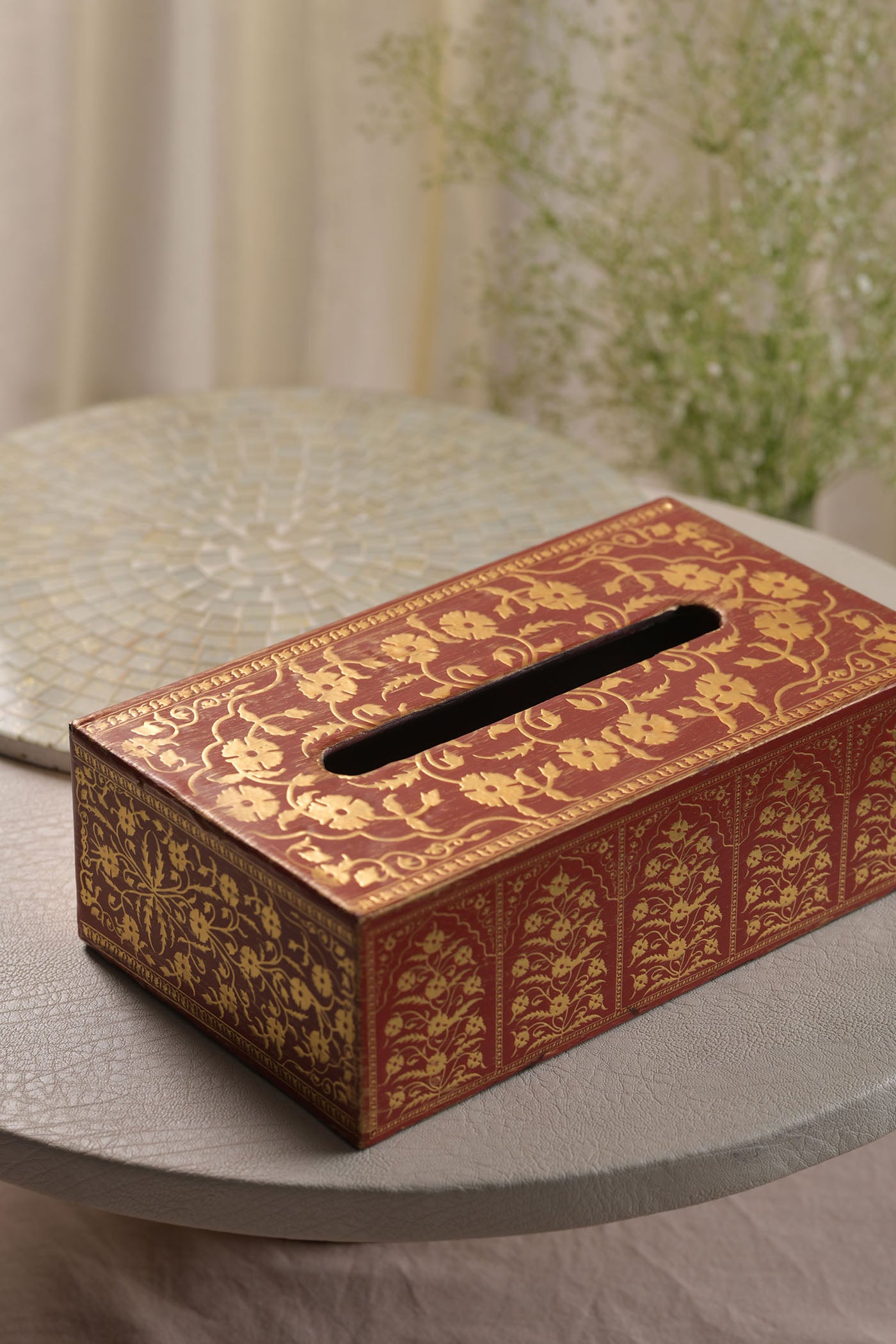 Amulya - Red & Golden Tissue Holder