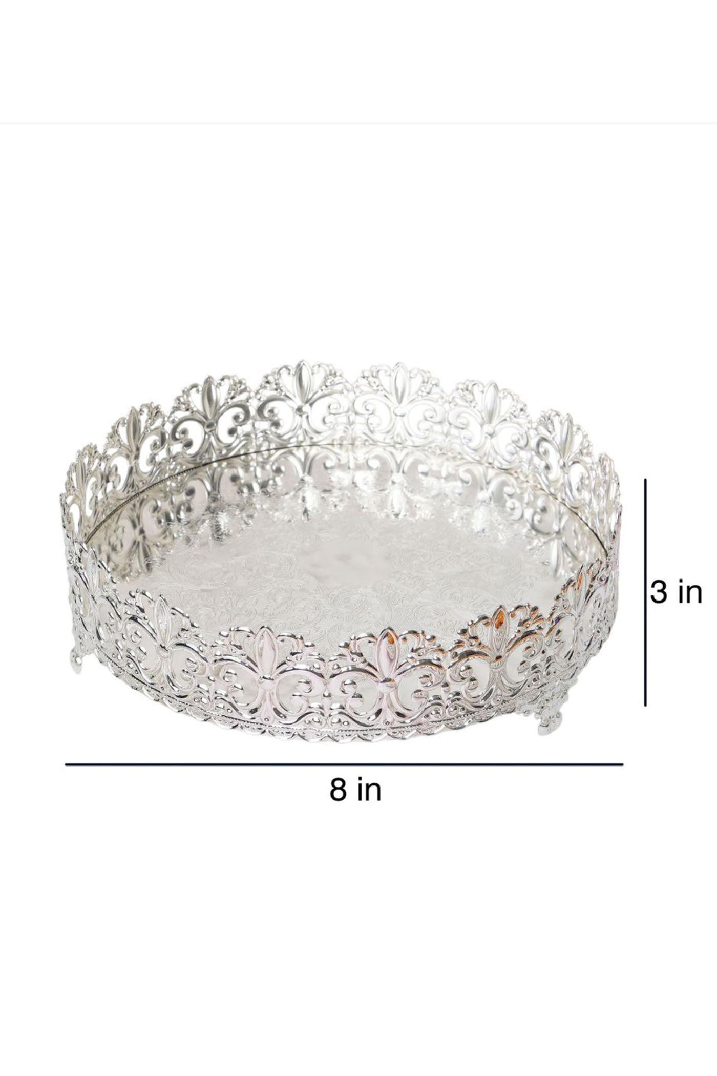 German Silver Cutwork Round Tray