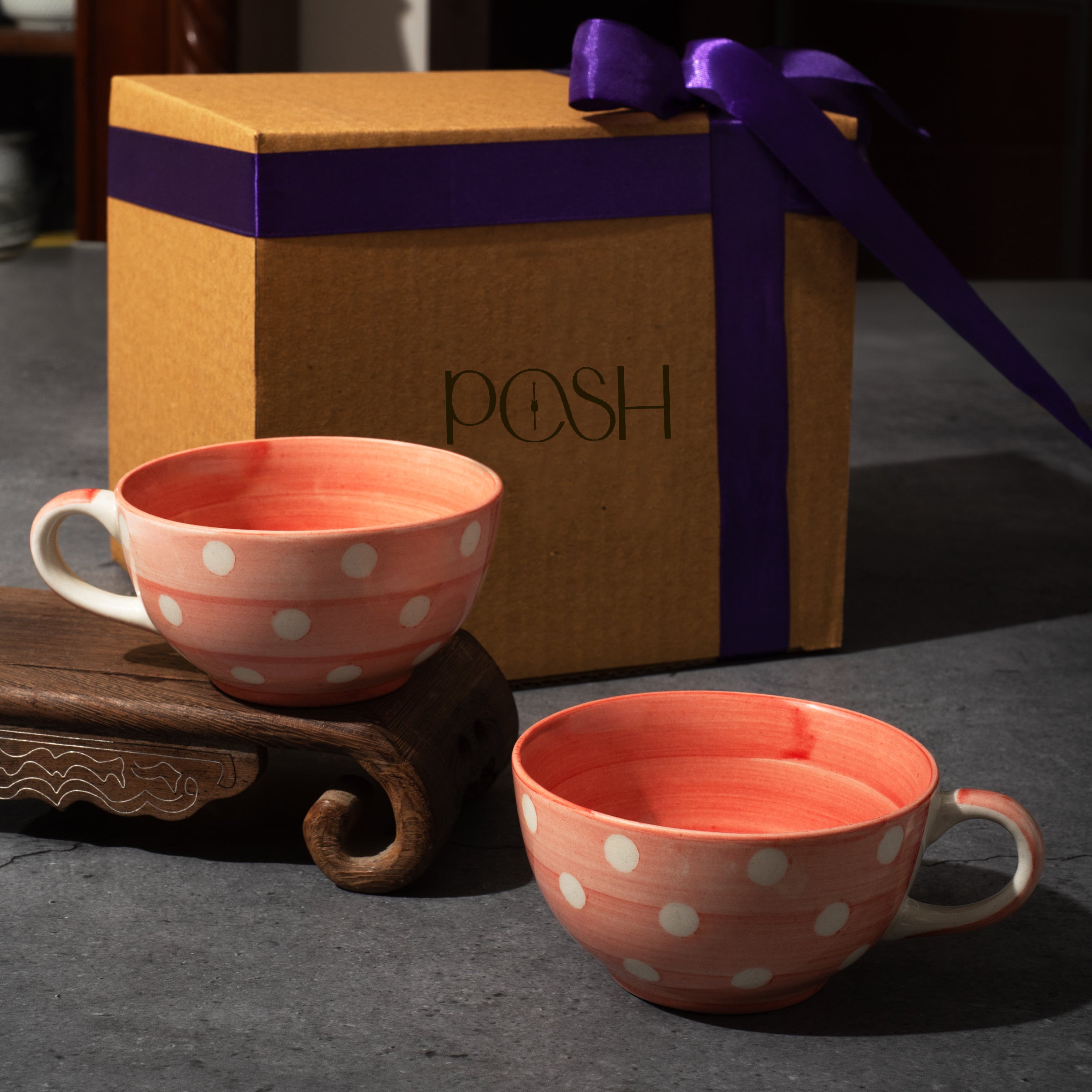 Cappuccino winter cups pink polkadot (set of 2 ) - gifting