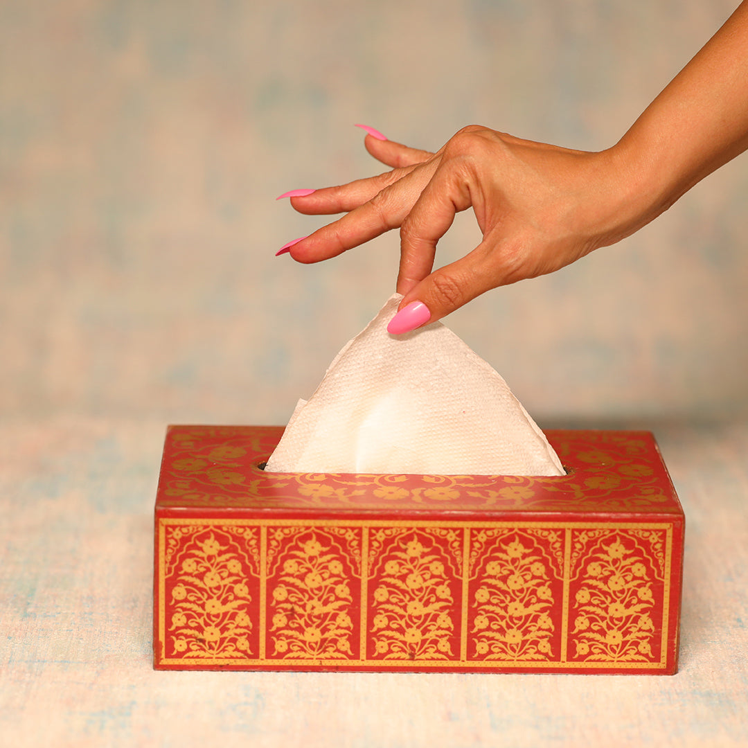 Amulya - Red & Golden Tissue Holder