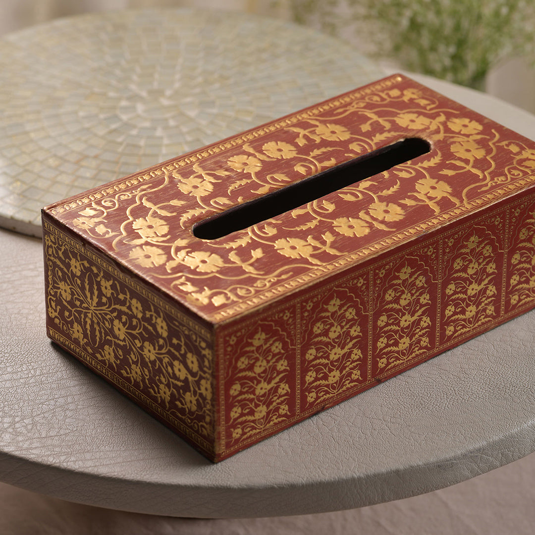 Amulya - Red & Golden Tissue Holder