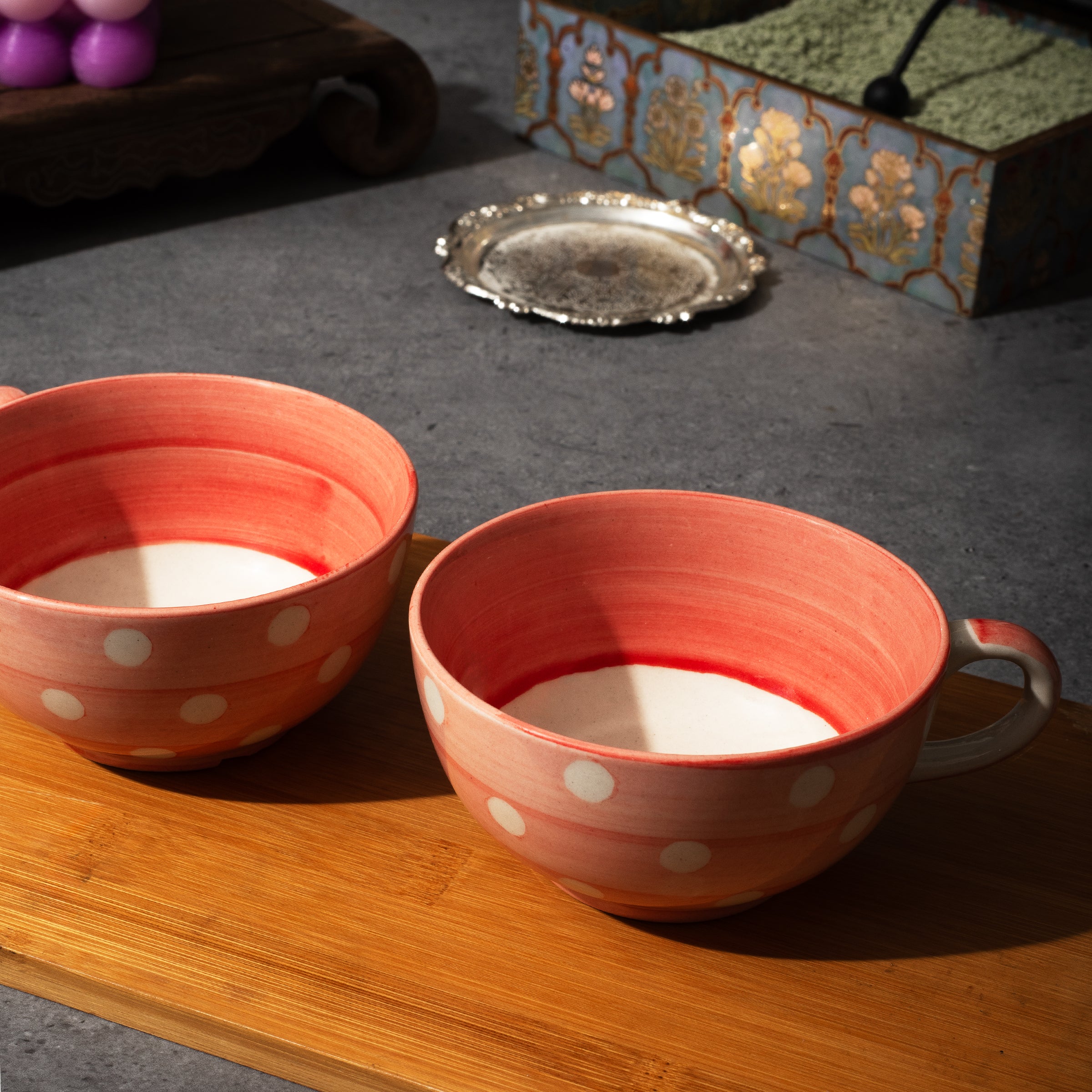 Cappuccino winter cups pink polkadot (set of 2 ) - gifting