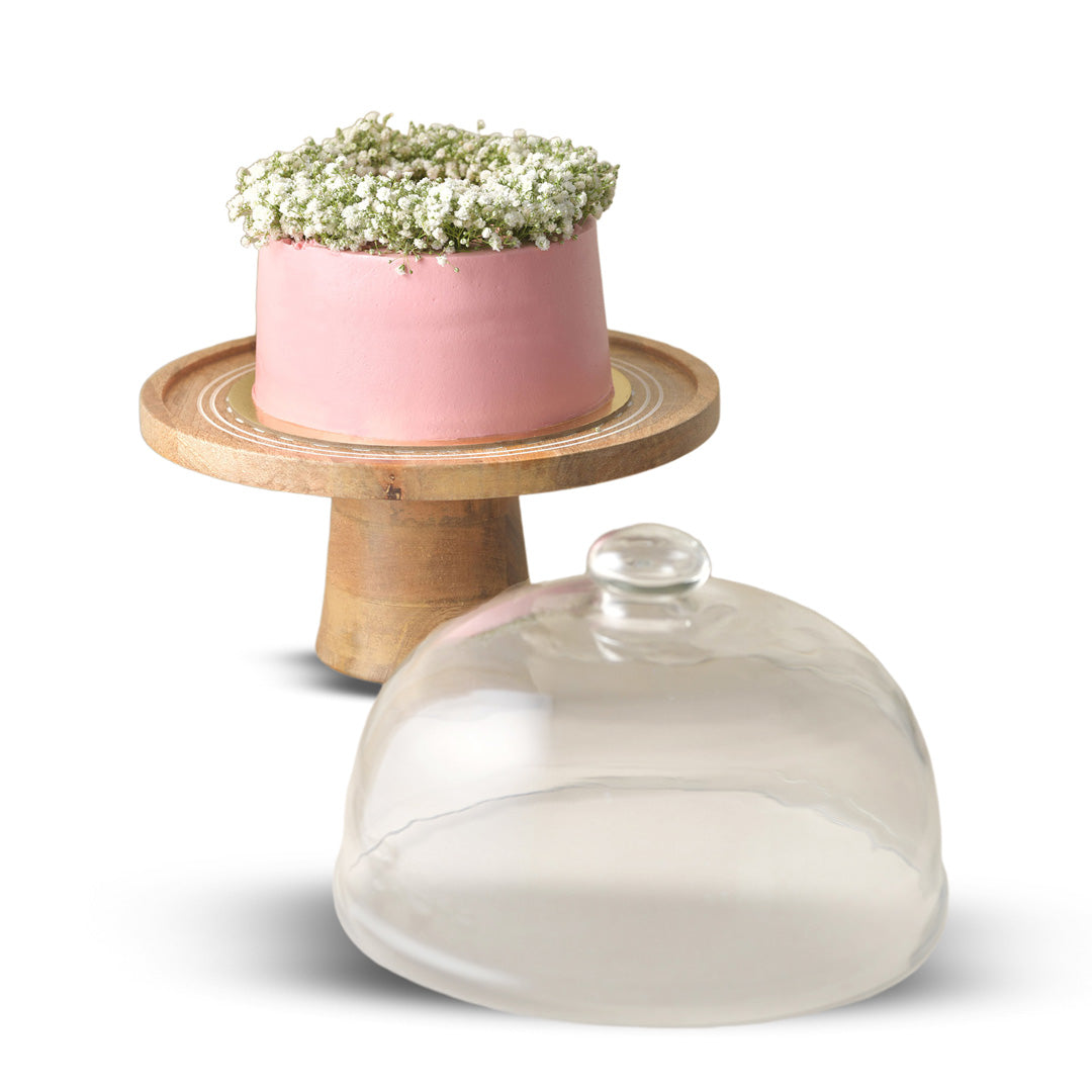 Whitewash Cakestand With Dome