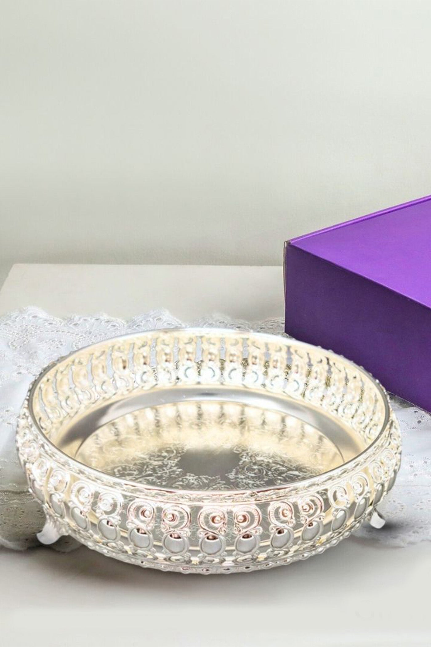 Rakhsha Bandhan Gift Hamper German Silver Small Tray