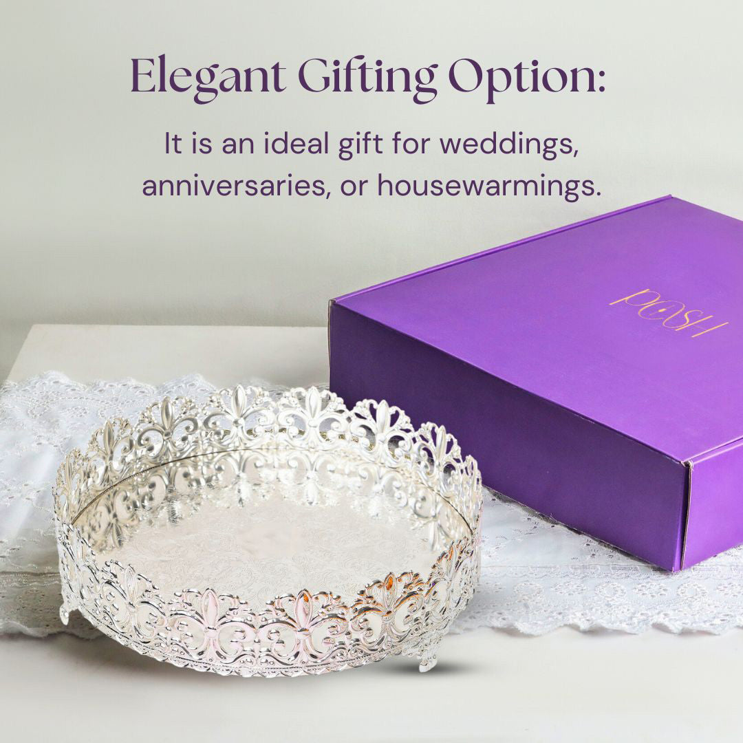 German Silver Cutwork Round Tray