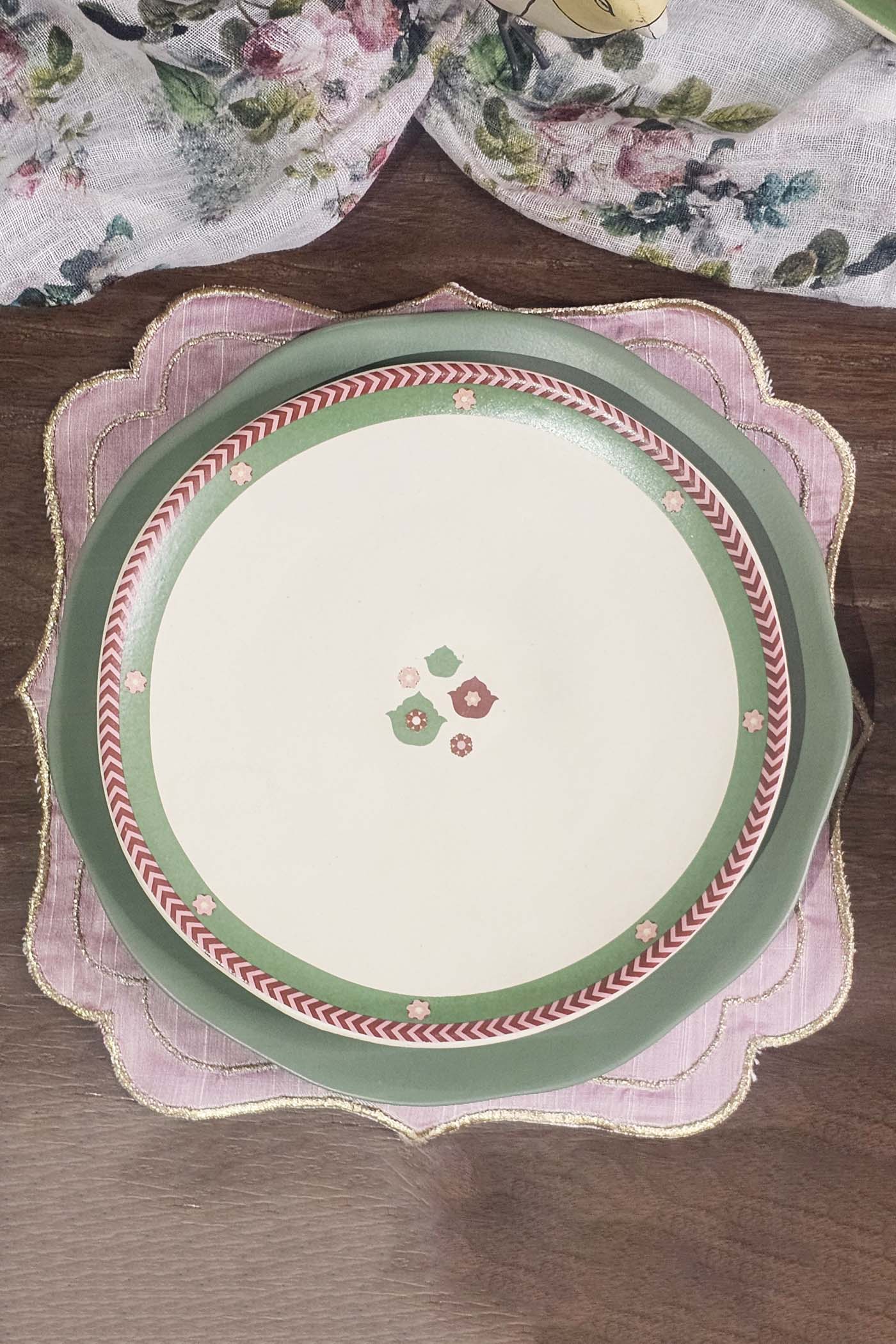 Rakhsha Bandhan Gift Hamper Mughal Garden Dinner set (12 pcs) 4 Dinner Plate 4 Quarter Plate 4 Katori