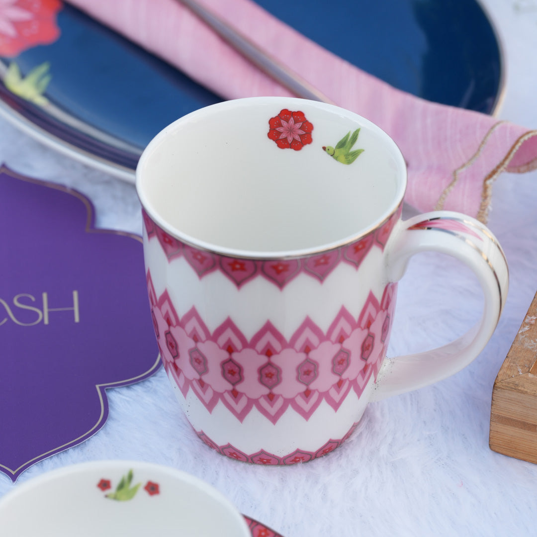 Mausam Series set of 3 (2 Pink Mugs 1 Platter)