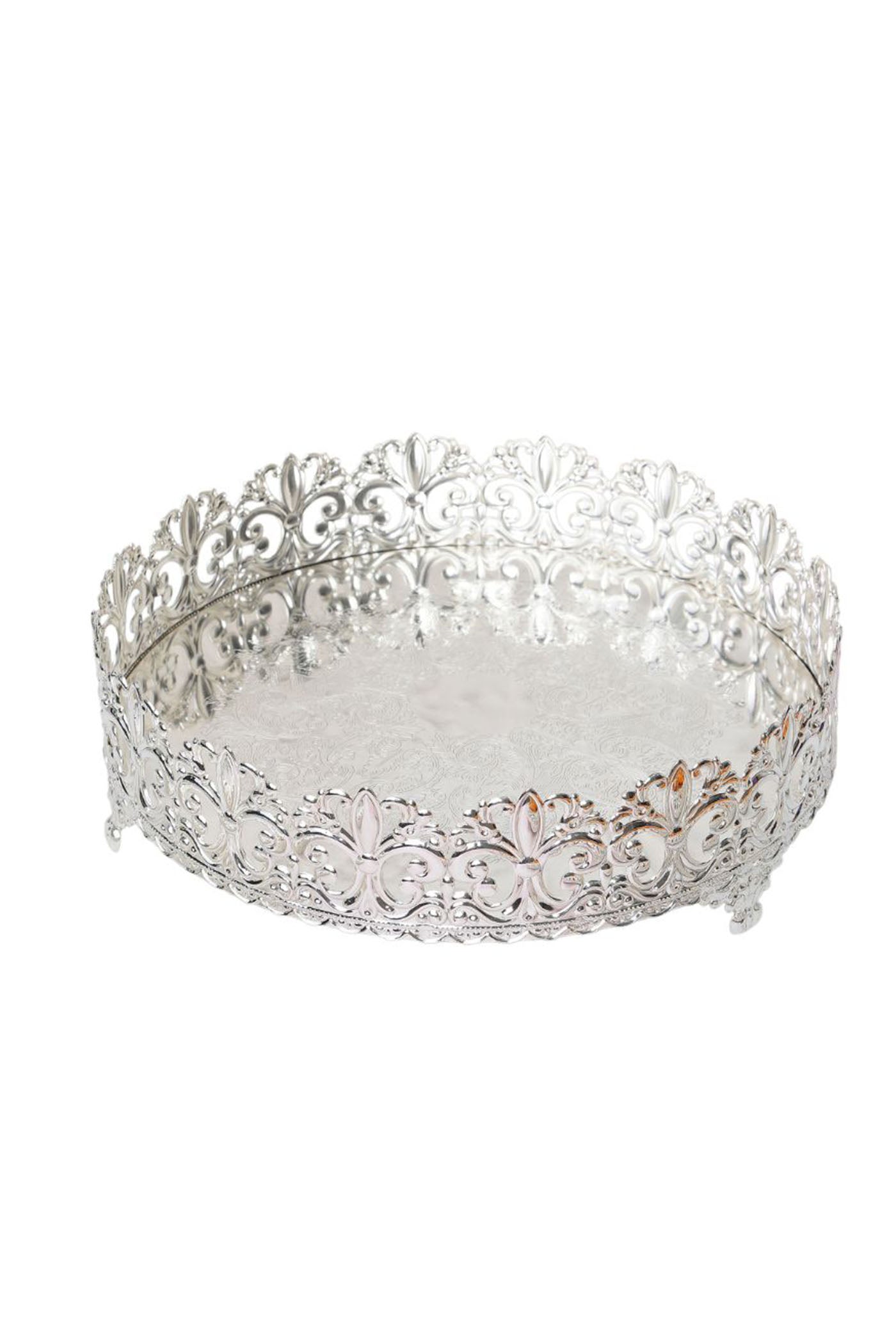 German Silver Cutwork Round Tray