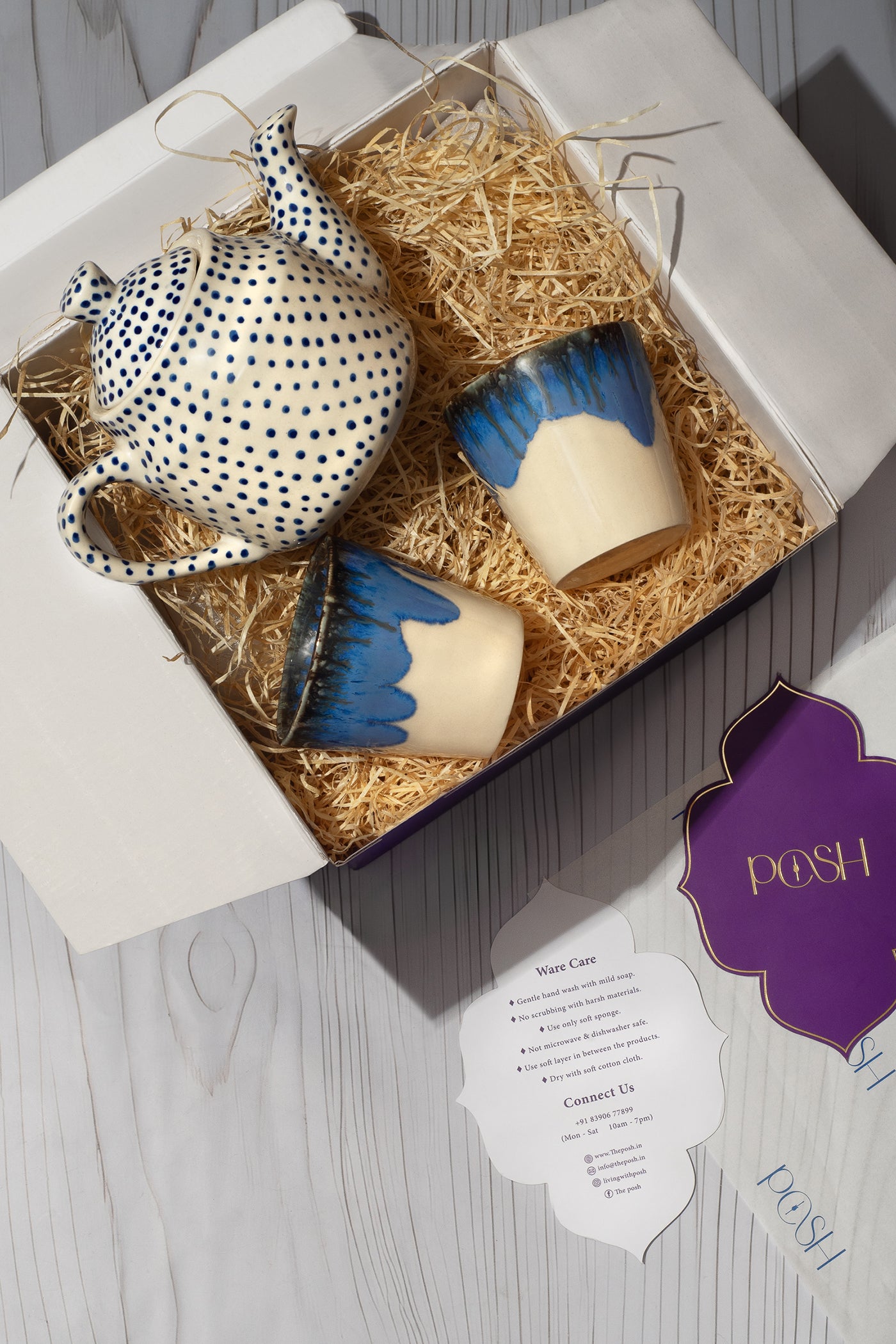 Rakhsha Bandhan Gift Hamper Blue dot kettle
With set of 2 kullad