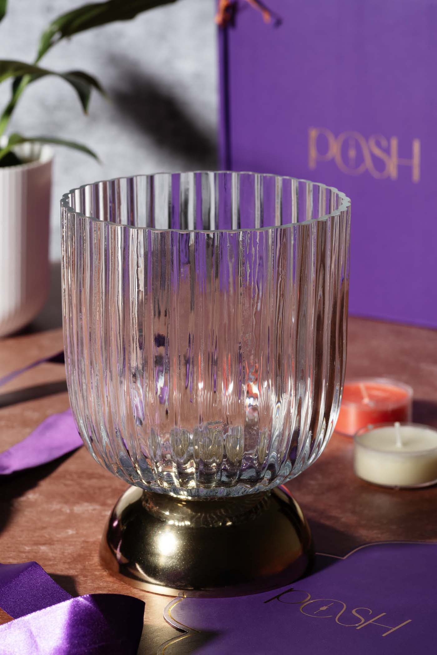 Rakhsha Bandhan Gift Hamper Kumudini Glass Votive (L)