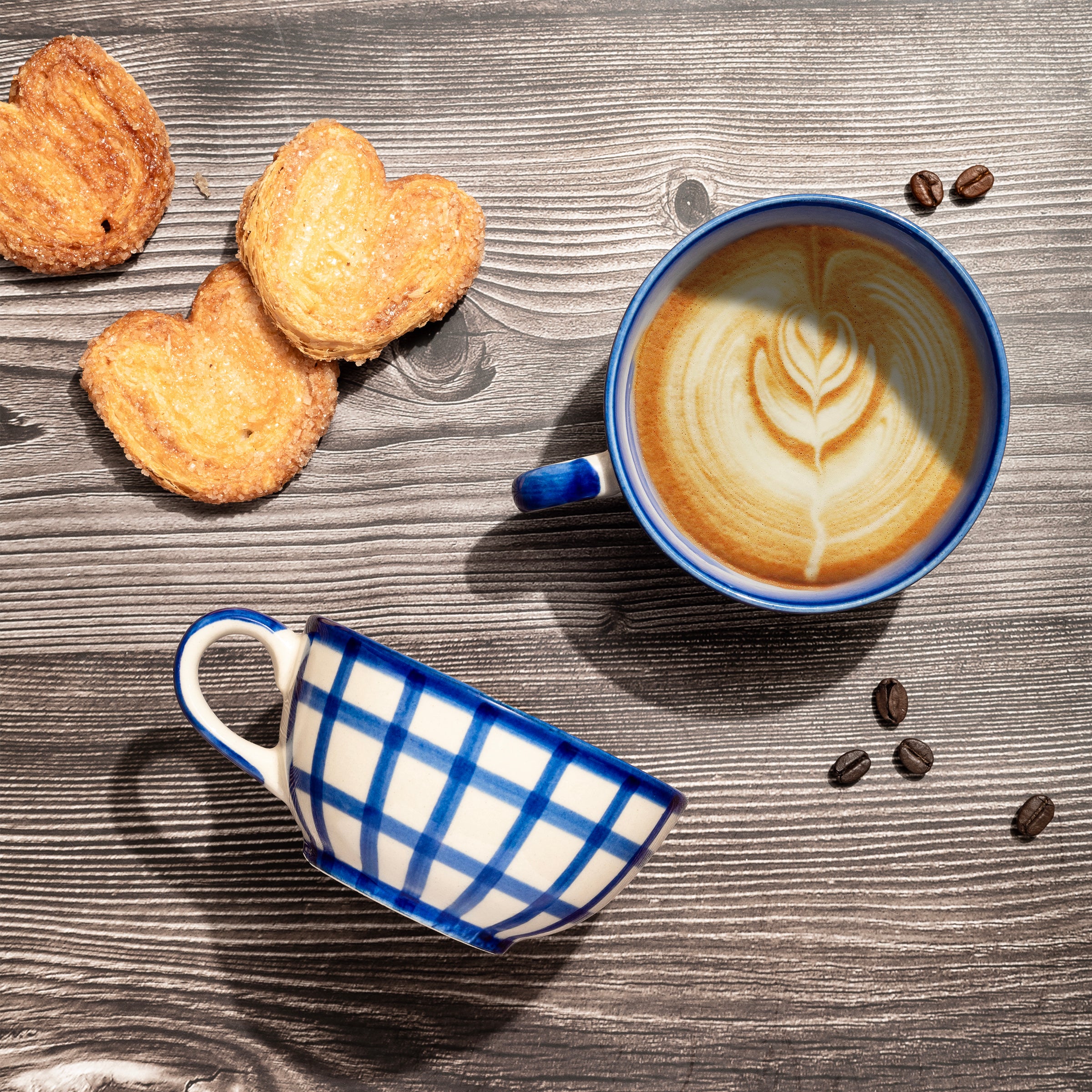 Cappuccino Winter Cups Blue Checks (Set Of 2 ) - Gifting