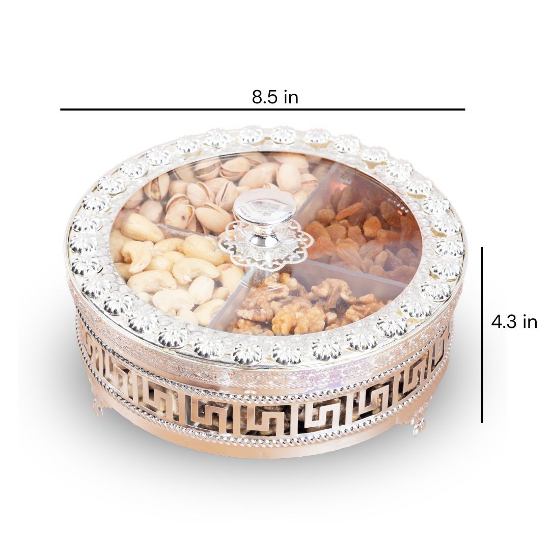 German Silver Dry Fruit Box - Gifting