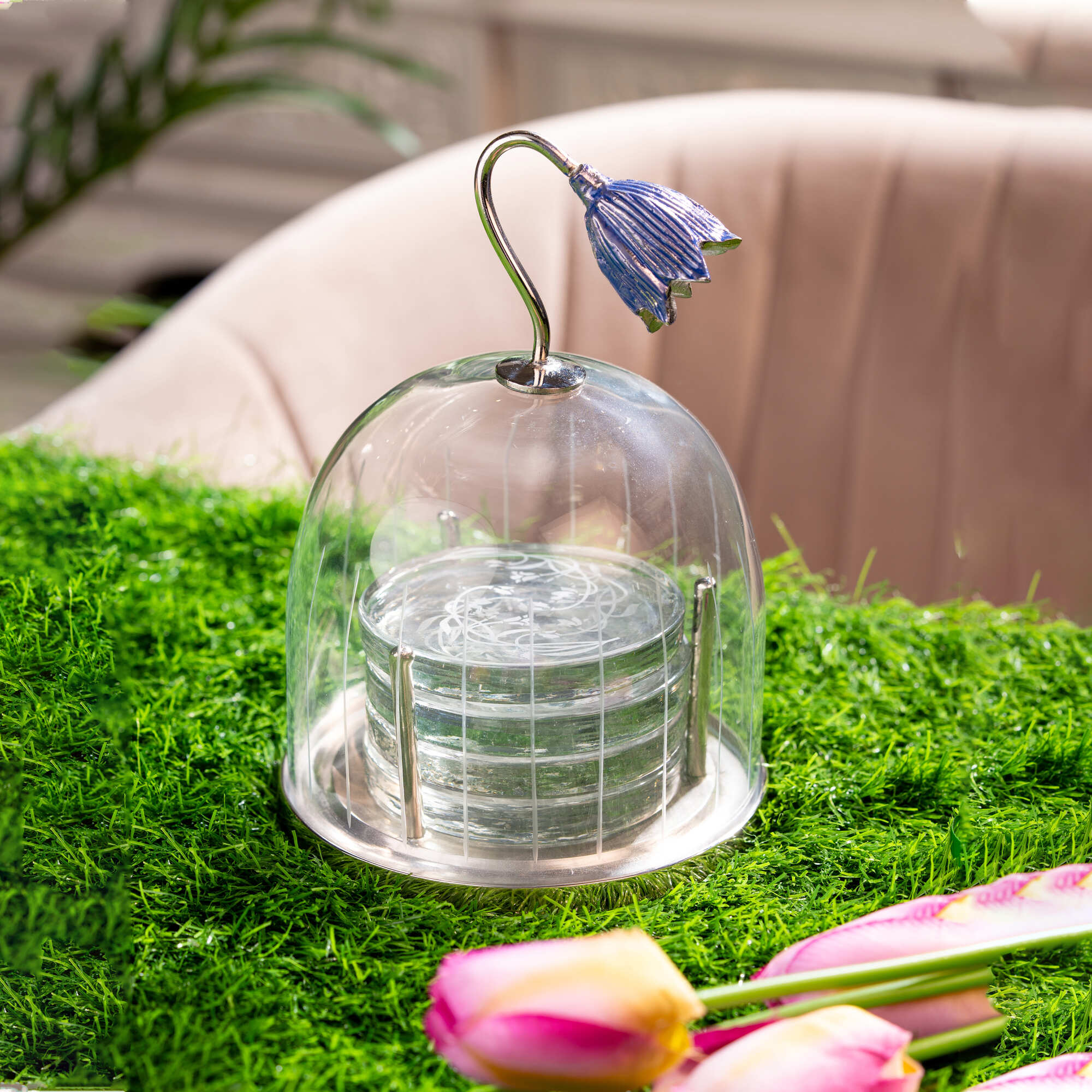 Tulip Coaster Holder with 4 Coasters