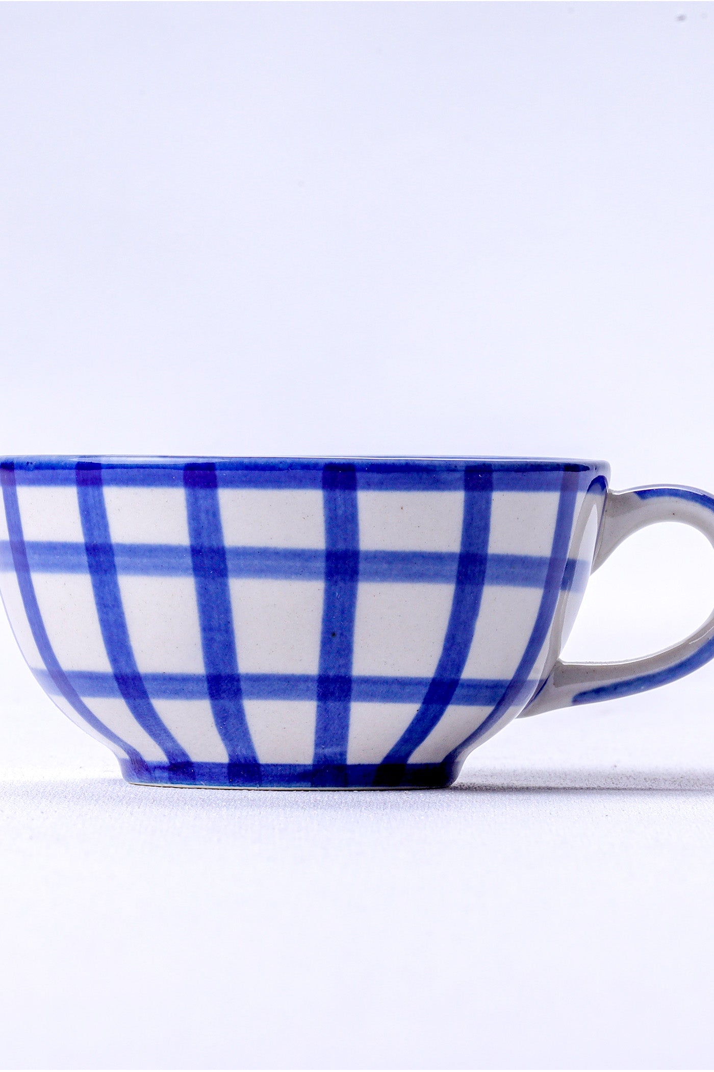 Cappuccino Winter Cups Blue Checks  (Set Of 2 )