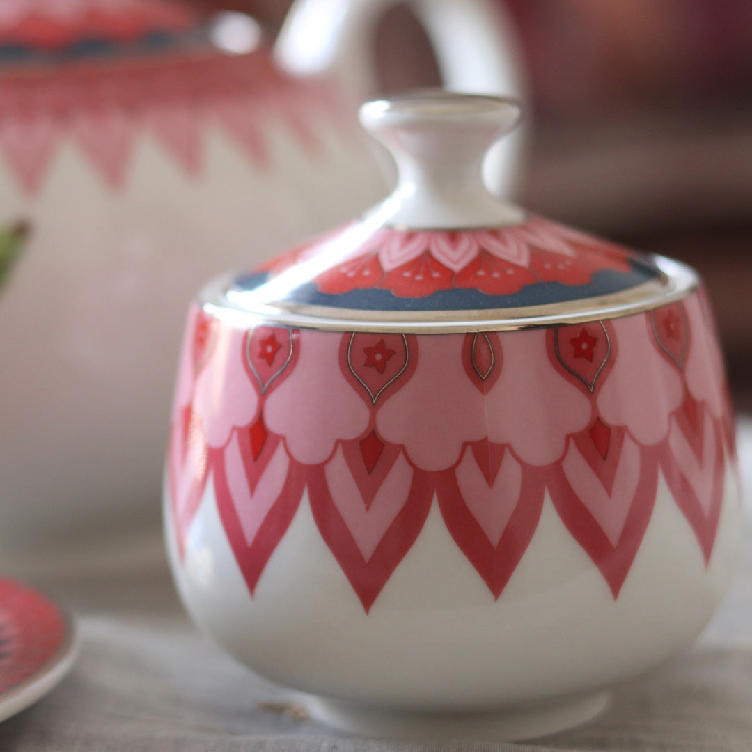 Mausam Tea Set ( set of 14 ) 1 Kettle 1 Sugar Jar 6 Cups 6 Saucers